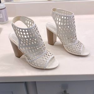 Just fab white block heels